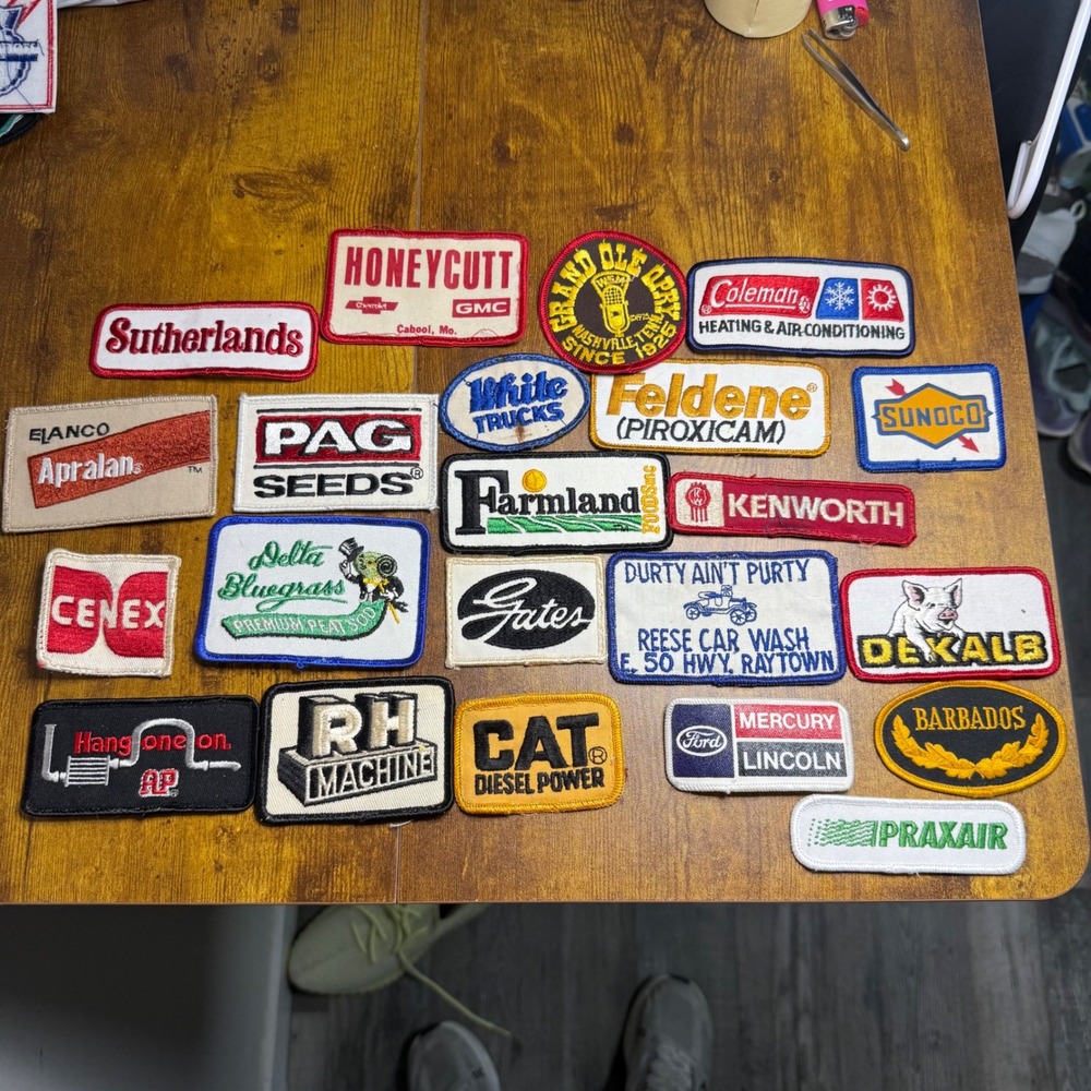 Vintage Mixed Lot 22 Embroidered Patches Trucking Farming Automotive Advertising